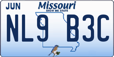 MO license plate NL9B3C