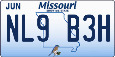 MO license plate NL9B3H