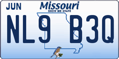 MO license plate NL9B3Q