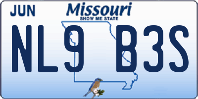 MO license plate NL9B3S