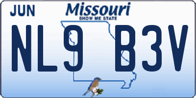 MO license plate NL9B3V