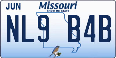 MO license plate NL9B4B