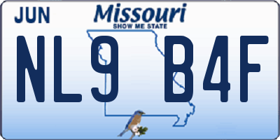 MO license plate NL9B4F