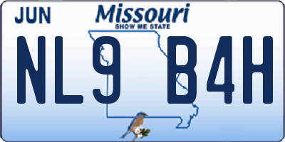 MO license plate NL9B4H