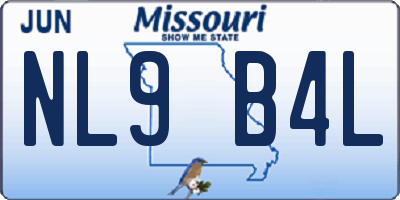 MO license plate NL9B4L
