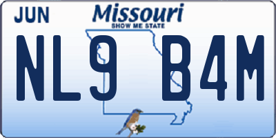 MO license plate NL9B4M