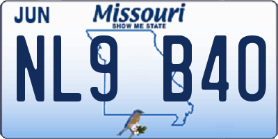MO license plate NL9B4O