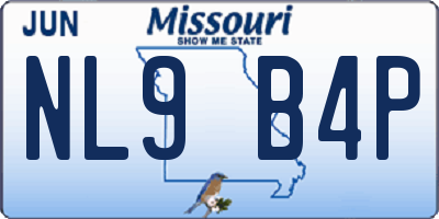 MO license plate NL9B4P