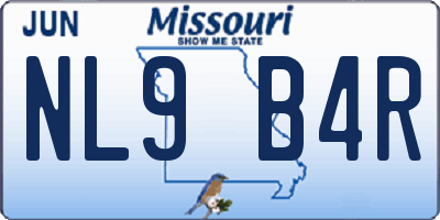 MO license plate NL9B4R