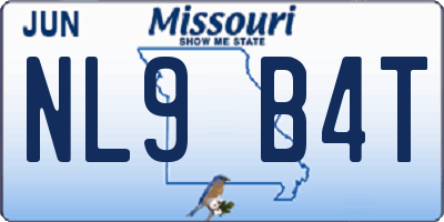 MO license plate NL9B4T