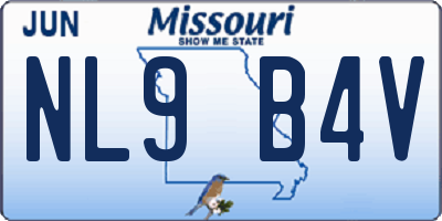 MO license plate NL9B4V