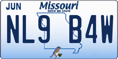 MO license plate NL9B4W