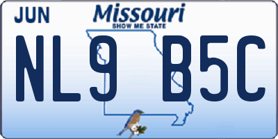MO license plate NL9B5C