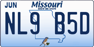 MO license plate NL9B5D