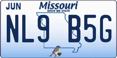 MO license plate NL9B5G
