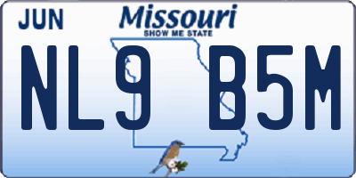 MO license plate NL9B5M