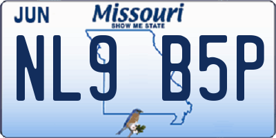 MO license plate NL9B5P
