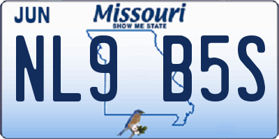 MO license plate NL9B5S