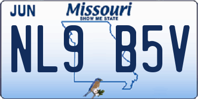 MO license plate NL9B5V