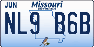 MO license plate NL9B6B