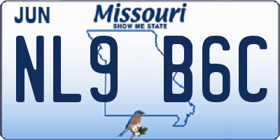 MO license plate NL9B6C