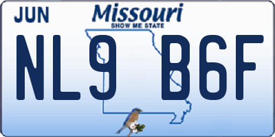 MO license plate NL9B6F