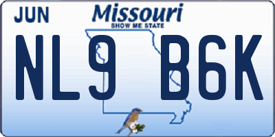 MO license plate NL9B6K