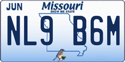 MO license plate NL9B6M