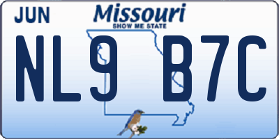 MO license plate NL9B7C