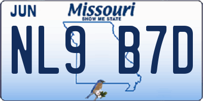MO license plate NL9B7D
