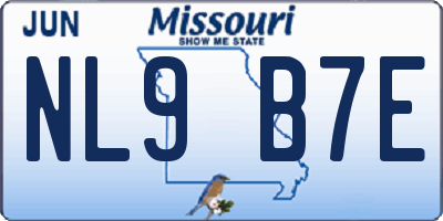 MO license plate NL9B7E