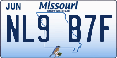MO license plate NL9B7F
