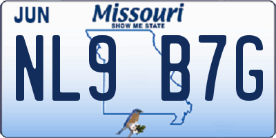 MO license plate NL9B7G