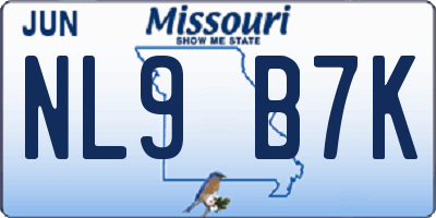 MO license plate NL9B7K