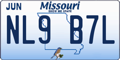 MO license plate NL9B7L