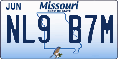 MO license plate NL9B7M