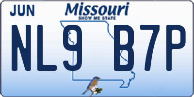 MO license plate NL9B7P