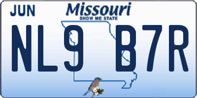 MO license plate NL9B7R