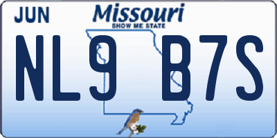 MO license plate NL9B7S