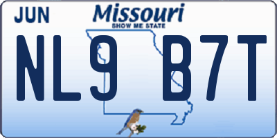 MO license plate NL9B7T
