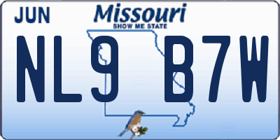 MO license plate NL9B7W