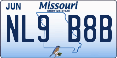MO license plate NL9B8B