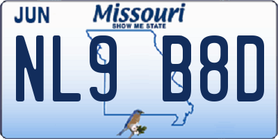 MO license plate NL9B8D