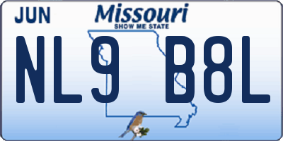 MO license plate NL9B8L