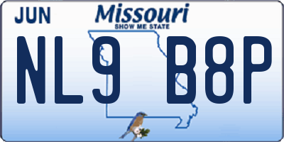 MO license plate NL9B8P