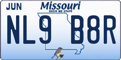 MO license plate NL9B8R