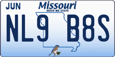 MO license plate NL9B8S