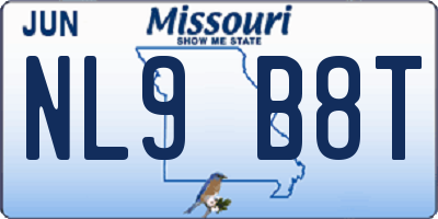 MO license plate NL9B8T