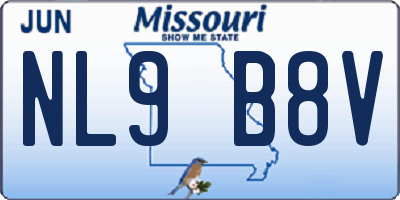 MO license plate NL9B8V