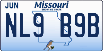 MO license plate NL9B9B